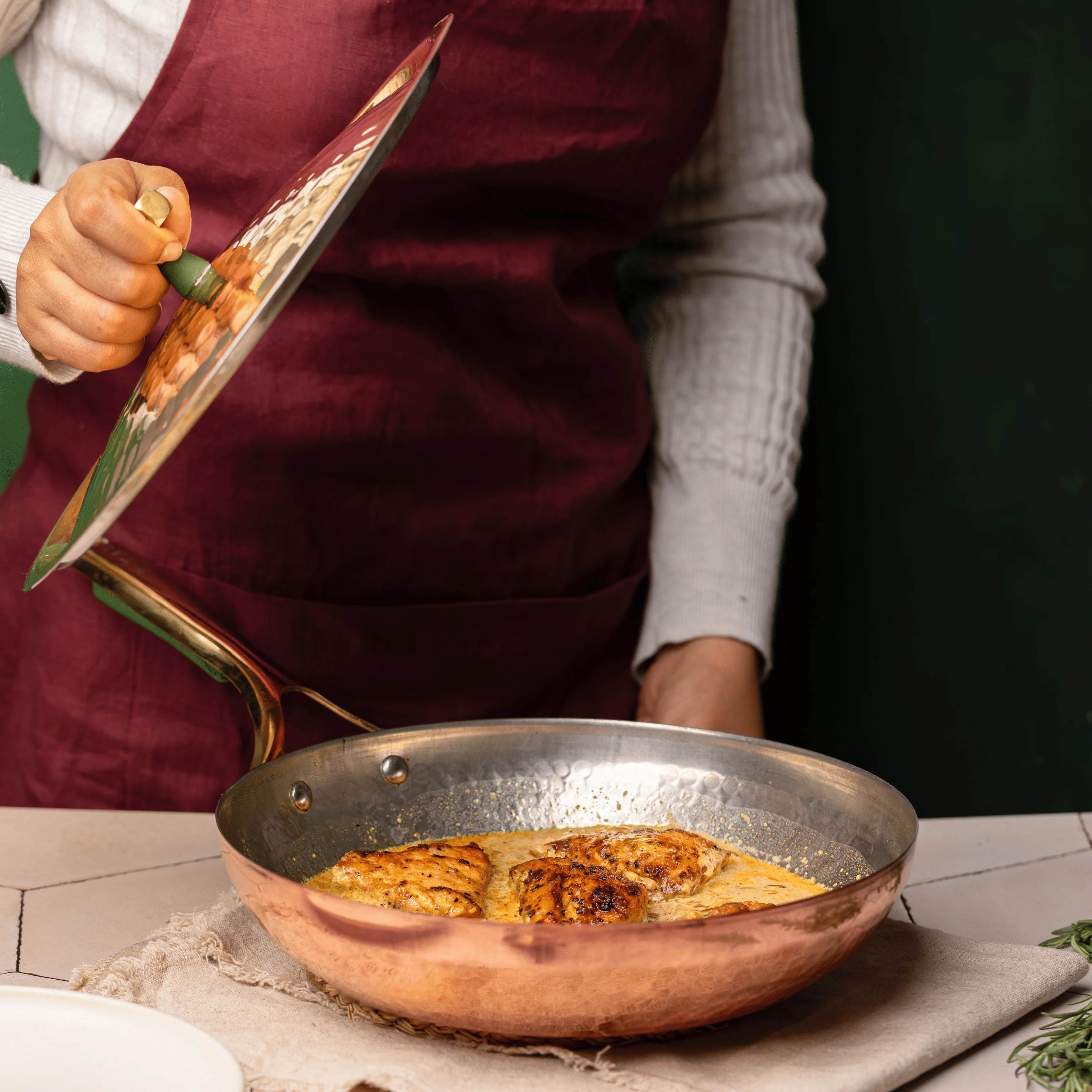 Copper Frying Pan (Frypan with Insulated Brass Handle - Saute Pan) - Image 10