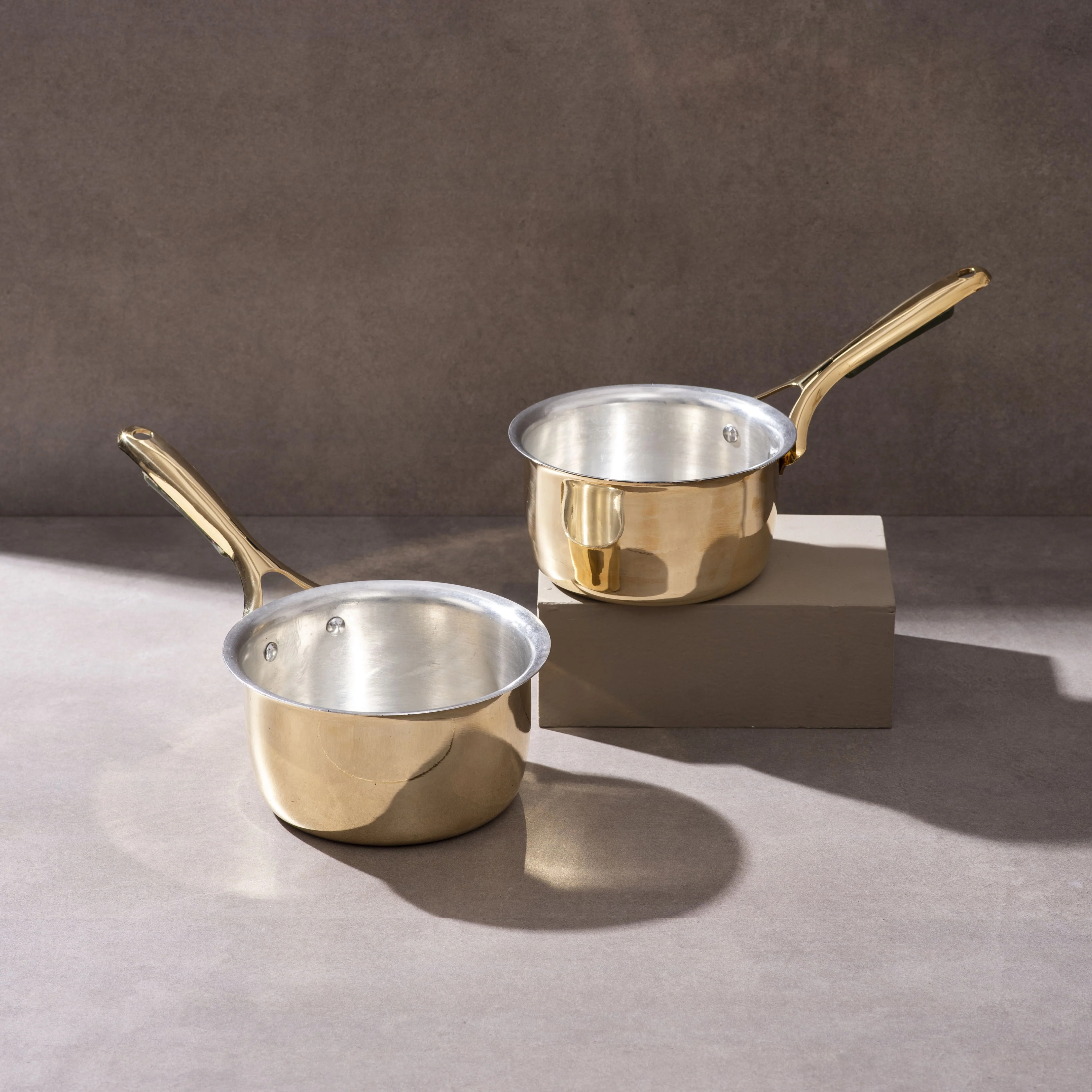 Set of 2 Brass Saucepans with Insulated handles (1.2 QT , 1.9 QT) - Image 10