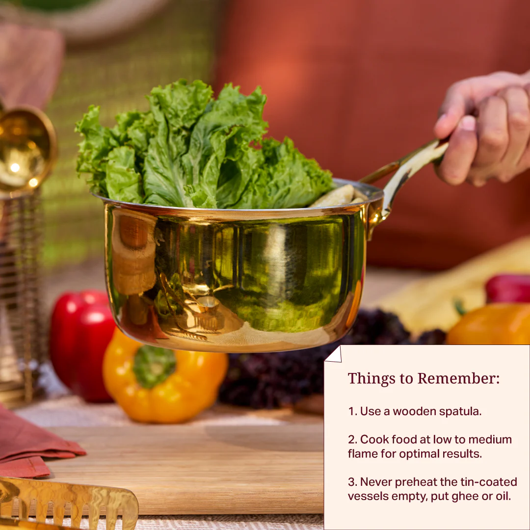 Set of 2 Brass Saucepans with Insulated handles (1.2 QT , 1.9 QT) - Image 4